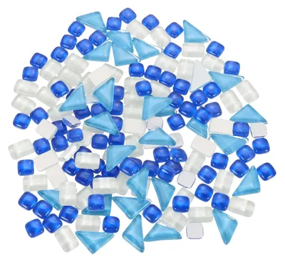 Mozaïeksteine aus Glas, 200 g, gemischte Formen, 1 x 1 cm, blau
