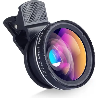 Productafbeelding van Universele telefoonlens met clip, 0,45x groothoeklens, 12,5x macro-objectief