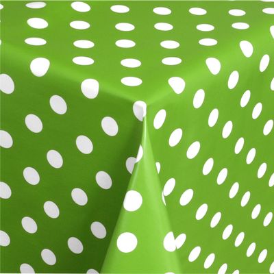 TEXMAXX Wachstuch Tischdecke Wachstischdecke Wachstuchtischdecke abwaschbar ( 150-05 )- 200 x 140 cm - PVC Tischdecke abwischbar, Punkte Muster in Grün