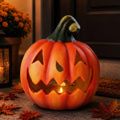 Image de XXL Lanterne citrouille avec LED Décoration Halloween Photophore en 26x23 cm