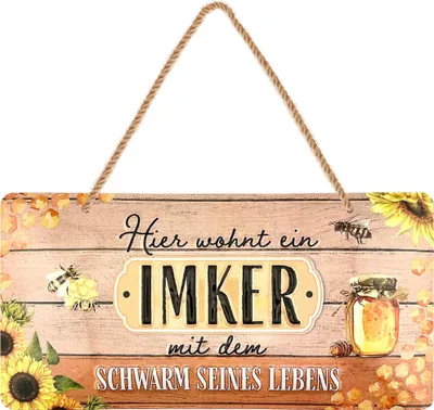 Produktbild von Retro Blechschild IMKER Zubehör, Schwarm seines Lebens, Geschenk für Imker, bienen deko, Deko Bienen, Biene Geschenk, Metallschild