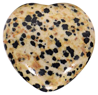 Produktbild von Morella Edelstein Dalmatinerjaspis Herz Glücksbringer Steinherz zum Mitnehmen 3 cm in Samtbeutel