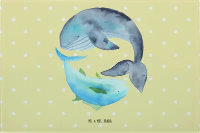 Produktbild von Mr. & Mrs. Panda Glas Schneideplatte Walfisch Thunfisch - Gelb Pastell - Geschenk, schneidbrett, Schneidebrett, Hackbrett, Spruch Des Tages, Schneidplatte, Wahl, Witz