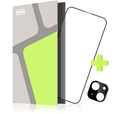 Imagen del producto de Protector de vidrio templado para iPhone 15, incluye protector para la cámara, compatible con fundas