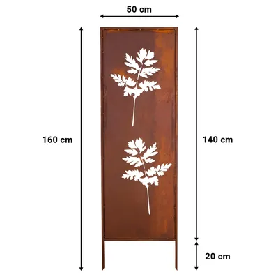Zdjęcie produktu dla Panel Ogrodowy Dekoracyjny Kwiaty Cnc 160 X 50 Rdzawy Brama Osłona Tarasu Grilla Kwiaty Płot Corten