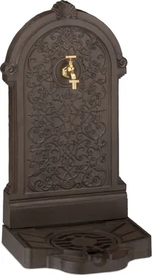 Obrázek produktu pro Zahradní fontána Relaxdays, antický styl, rozměry: 73 x 39 x 32 cm, nostalgický vzhled, do zahrady, na terasu, s kohoutkem, s nádržkou, stojící, hnědá