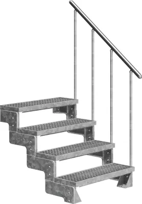 Produktbild von Dolle Außentreppe Gardentop 72-88cm Geschosshöhe mit Gitterrost 100cm breit mit Geländer
