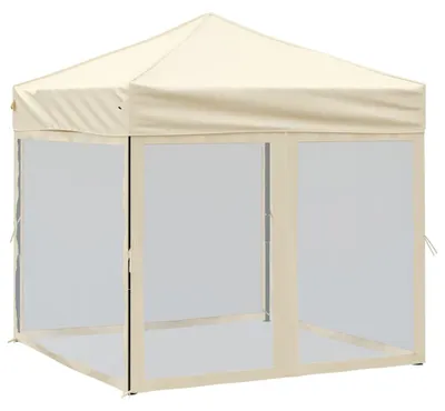 Produktbild von vidaXL Partyzelt Faltbar mit Seitenwänden Creme 2x2 m