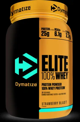 Produktbild von DYMATIZE Whey Protein Pulver Shake Hydrolysat Elite 100% Isolat Strawberry Blast 942 g