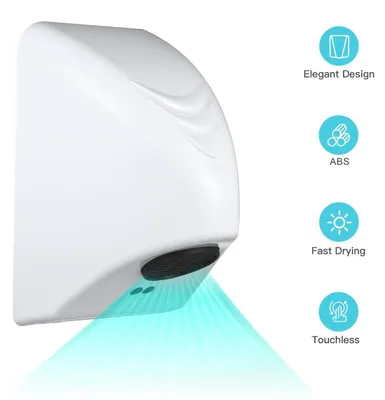 Image de Sèche-mains commercial automatique, 600 W, sèche-mains électrique, sèche-mains domestique, salle de bains, soufflerie à air chaud, boîtier en plastique