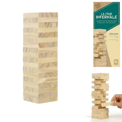 Produktbild von Mini Wackelturm Holzspiel – Jenga Turm ca. 18x5x5cm 54 Steine