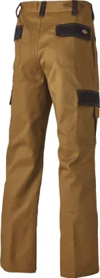 A pair of brown work pants with black accents.