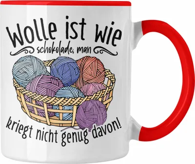 Produktbild von Trendation - Stricken Tasse Geschenk Häkeln Geschenkidee Mama Oma Rentner (Rot)