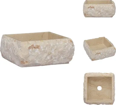 Produktbild von vidaXL Waschbecken Creme 30x30x13 cm Marmor - Badezimmer-Waschbecken