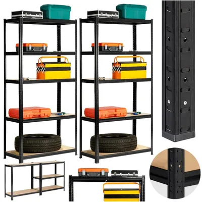 Obrázok produktu pre Set regálov do domácnosti 90 cm QARIAN - čierny