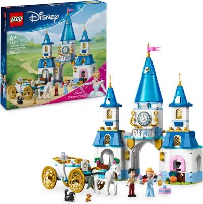 Produktbild von LEGO ǀ Disney Princess Cinderellas Schloss und Pferdekutsche, Set für Mädchen ab 6 Jahren, Fantasy Spielzeug mit Prinzessin Cinderella und Märchenprinz Mini Puppen, Geschenkidee für Disney Fans 43275