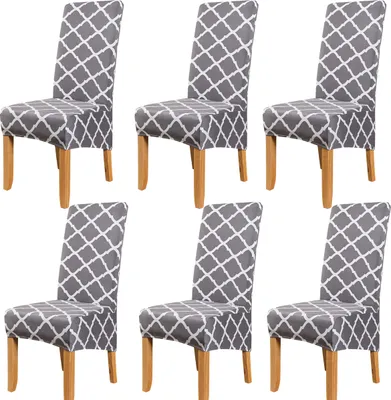 Obrázek produktu pro 6 Pack Stretch židle kryty omyvatelné Seat Cover židle Slipcovers Moderní XL velikost židle kryty pro bankety Hotel jídelní židle, šedá 03