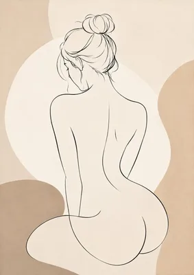 Immagine prodotto di Poster con disegno a linee, contorno del corpo, formato DIN A2 – Illustrazione minimalista, finitura opaca