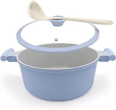 Image de Casserole en céramique de 24 cm, 5 litres, avec couvercle, construction en 5 couches, idéale pour les soupes