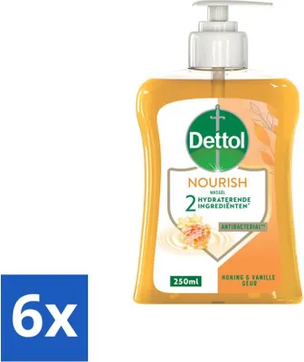 Produktbild von Dettol Handseife Pflegend Honig & Vanille 250 ml - Vorteilspack - 6 Stücke
