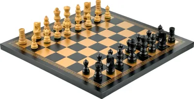 Image de Jeu d'échecs Palisandro Dorato en bois avec échiquier en cuir - 33 x 33 cm