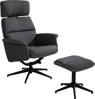 Produktbild von Relaxsessel - Dunkelgrau - Webstoff - mit Hocker