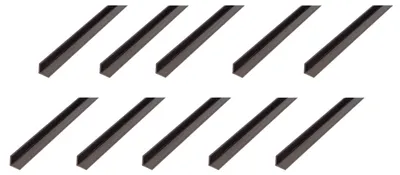 Obrázek produktu pro Alberts 10 x úhlový profil, PVC, černý, 40 x 10 x 1 mm, délka 1 m
