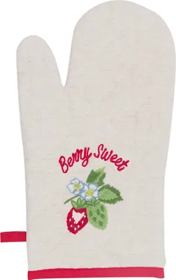 Produktbild von Greengate Berry Ofenhandschuh mit Stickerei beige 31cm