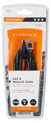 Produktbild von ViVanco™CC N5 10 6 B, 1 m, Cat6, F/UTP (FTP), RJ-45, RJ-45, Schwarz