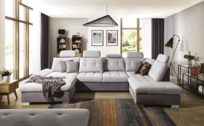 Produktbild von Couchgarnitur REMON mit Schlaffunktion Ottomane Links Grau/ Hellgrau
