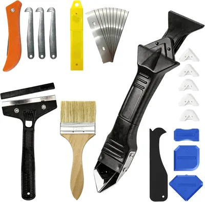 Image de Kit d'outils pour enlever les joints, 26 pièces, outil de joint en silicone 5-en-1, pour salle de bain, cuisine, fenêtres