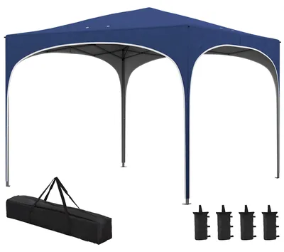 Immagine prodotto di Tenda da festa pieghevole – Altezza regolabile – Blu scuro – 2,95 x 2,95 x 2,55 m