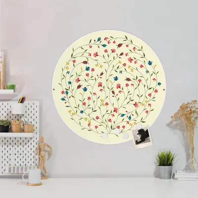 Produktbild von Design Stahlmagnettafel Weiß Rund 47cm Blumenreigen