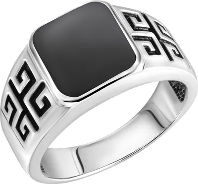 Produktbild von V Ring 925/- Sterling Silber rhodiniert schwarzer Achat