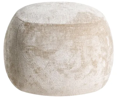 Produktbild von BELIANI Pouf Beige Chenille Stoff Rund Modern Glamourös Sitzhocker Ottoman Fußhocker Schemel für Wohnzimmer Schlafzimmer