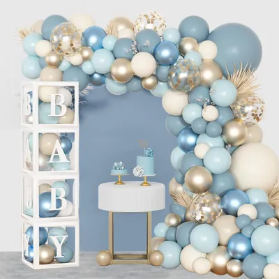 Produktbild von Babyparty Deko Set 152 Teile mit Luftballons und Babyboxen für Jungen & Mädchen