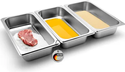 Produktbild von BigDean Panierschalen Set 3-teilig aus hochwertigem Edelstahl – Panierstraße für Küche & Gastro