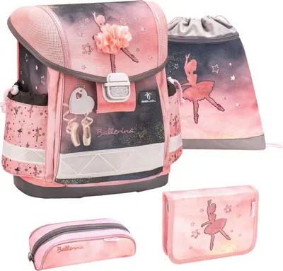 Produktbild von Belmil Classy ergonomisches Schulranzen-Set 4-teilig "Ballerina Black Pink" mit Brustgurt