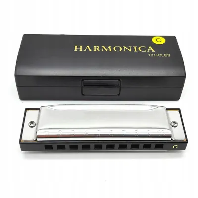 Image de Harmonica en do majeur, harmonica blues diatonique en acier inoxydable, harmonica diatonique, 10 trous, pour le blues, pour enfants, adultes et musiciens,