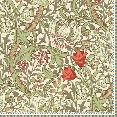 Produktbild von 20 Servietten William Morris green - Künstlerische Ranken und Blumen 33x33cm