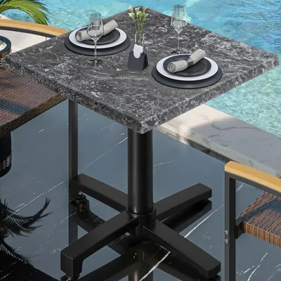 Produktbild von WBO | Bistro Außen Tisch | B:T:H 60 x 60 x 78,5 cm | Felsen / Schwarz | Quadratisch | Bistro Tisch Gastro Tisch