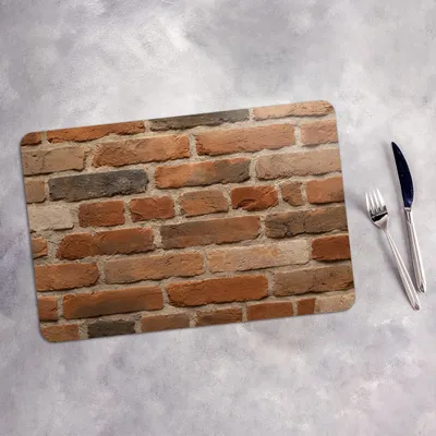 Produktbild von Tischset 6x45x30 cm + 6x10fi cm Platzset Tischmatte Platzmatte Untersetzer - Rot Wand Ziegel Backstein