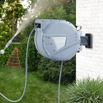 Produktbild von Wand-Schlauchtrommel ‘Amersfoort’ für 10m Schlauch automatisch Grau