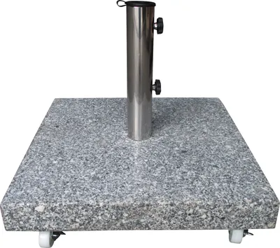 Produktbild von TPFGarden® Premium Schirmständer mit Rollen LAURA 50kg | für Marktschirme / Kurbelschirme ohne Füße | aus massivem echtem Granit | für Schirmstöcke bis 58mm | Adapter für 38mm, 48mm und 58mm | Farbe Schirmständer: Granit hellgrau