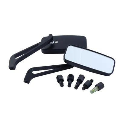 Image de Kit rétroviseur moto Black Flat (2 pièces), Alu CNC universel M8 M10