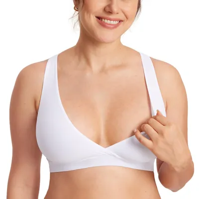 Productafbeelding van MOMANDA Damen Crossover BH zonder beugels, wit, maat XXL