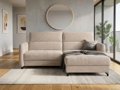 Produktbild von NORDELO Ecksofa mit Schlaffunktion und Bettkasten ALTAVISTA Beige 230x173x81 cm Schlafsofa L-Form Ecksofa mit Stauraum