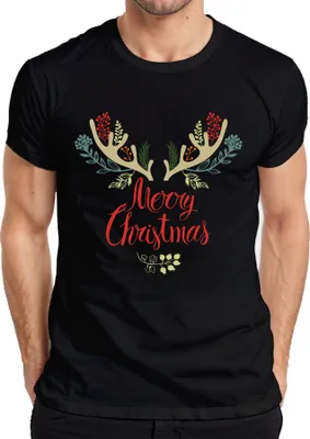 Produktbild von Merry Christmas Rentier Tannen - Weihnachten Weihnachtsgeschenk Christmas Herren T-Shirt, Schwarz, M