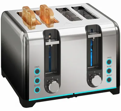 Produktbild von HOMCOM 4-Scheiben-Toaster: 7 Stufen, Aufwärmen, Auftauen, Abbruchfunktion