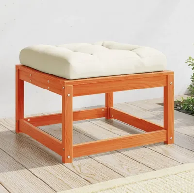 Produktbild von Gartenhocker mit Kissen Wachsbraun Massivholz Kiefer 844701